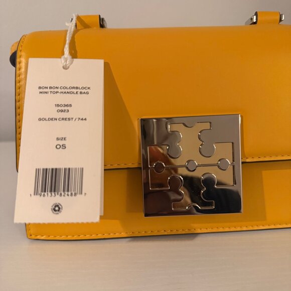 Tory Burch Bon Bon Color Block Mini Top Handle Bag- Yellow - Picture 8 of 8